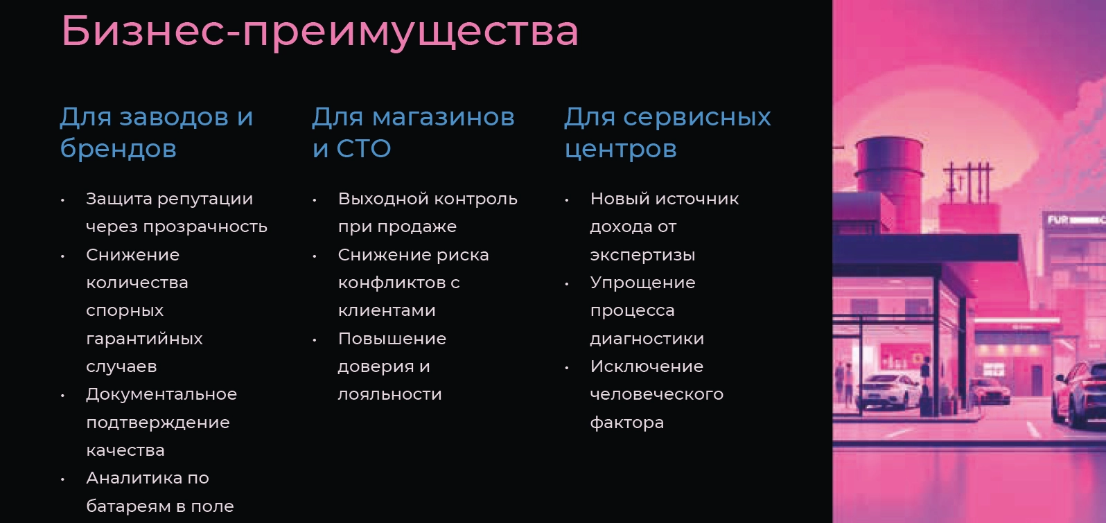 Бизнес-преимущества для каждой категории участников рынка